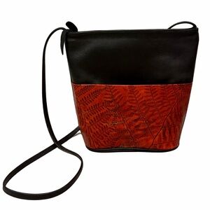 Vintage Leaf Leather Crossbody Bag
